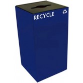 WITT GeoCube Square Recycling Receptacle w/ Combo Opening - 28 gallon, Blue